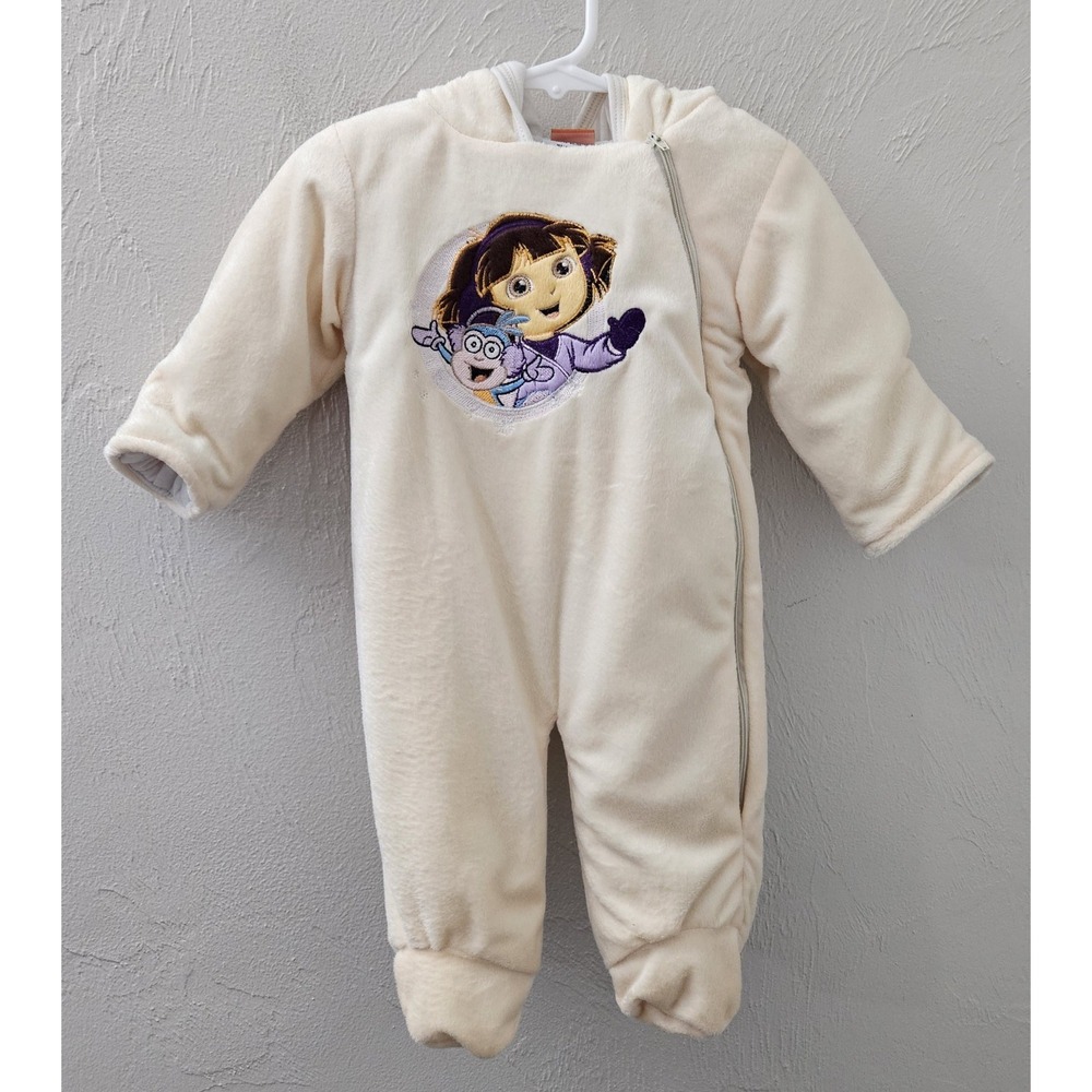 Vintage 2011 Dora The Explorer Snowsuit Infant Size 0-3 Months Zip Up One‎ Piece